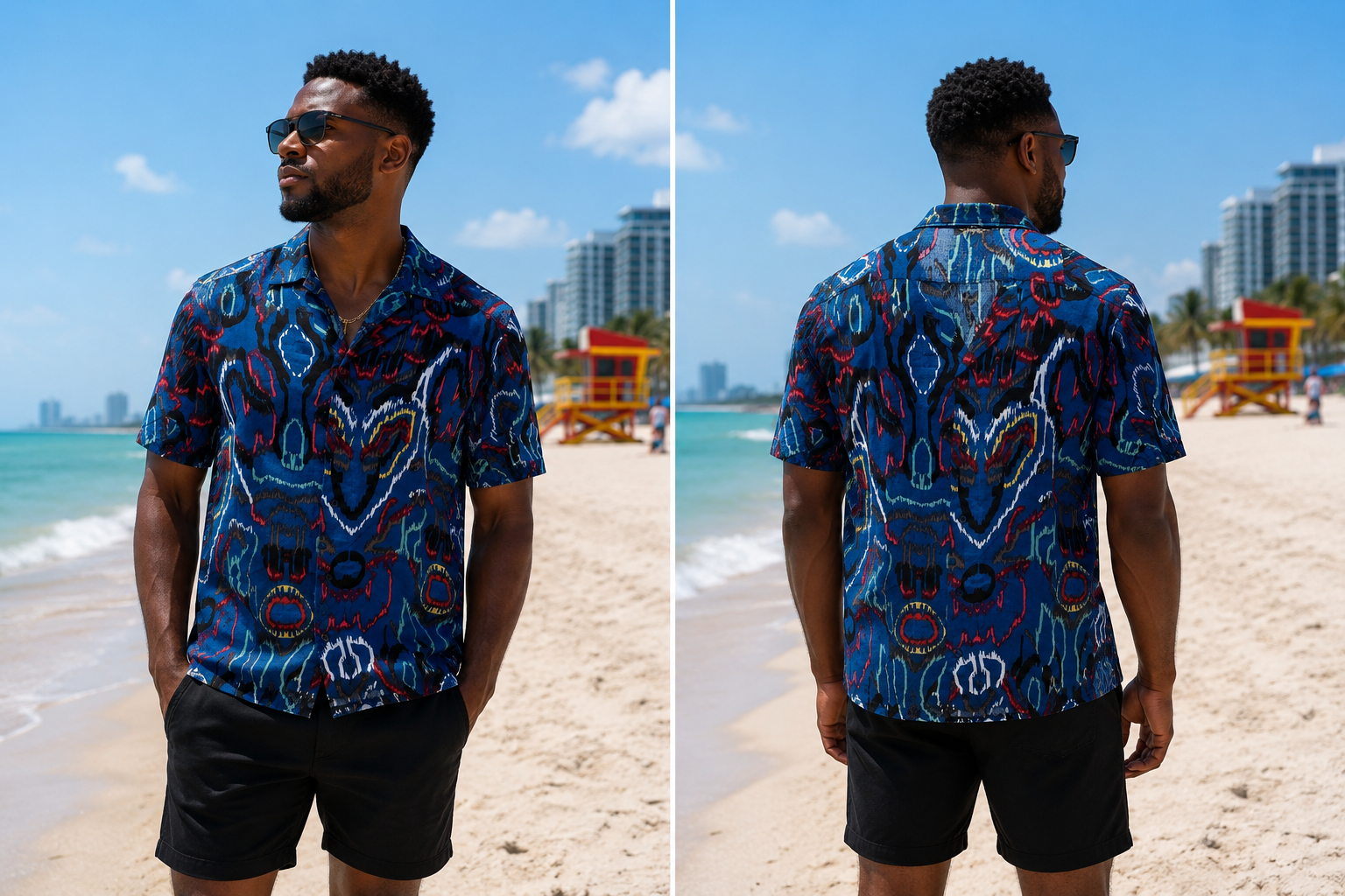 Men’s Tropical Summer Button-Down Shirt – Lightweight Vacation Fit