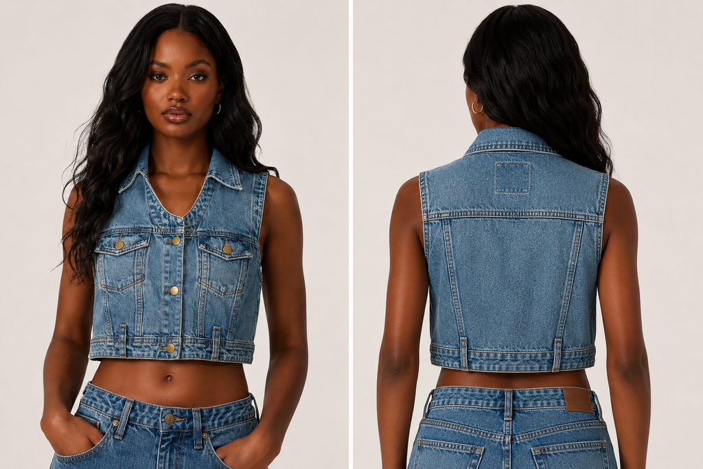 ✨ “Denim Authority Vest Duo” – Black & Blue Jean Vests