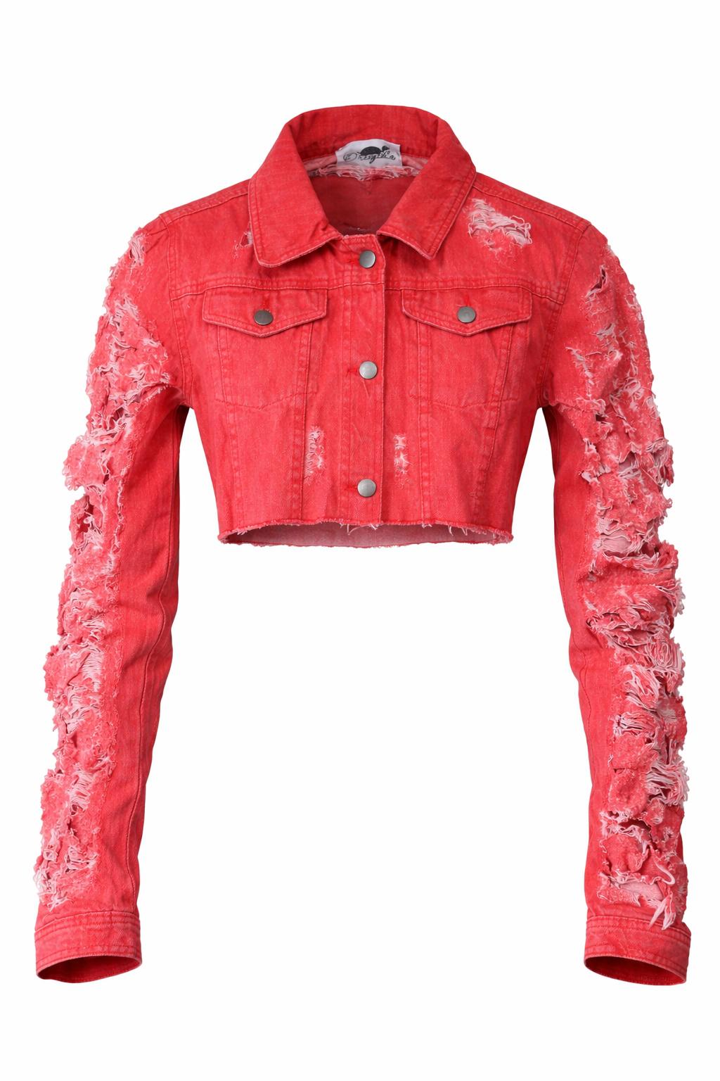 Distressed Cropped Denim Jacket