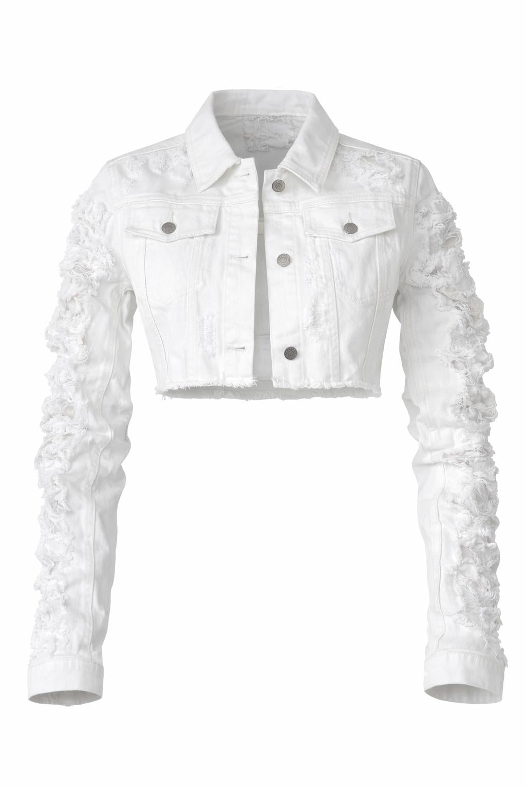 Distressed Cropped Denim Jacket