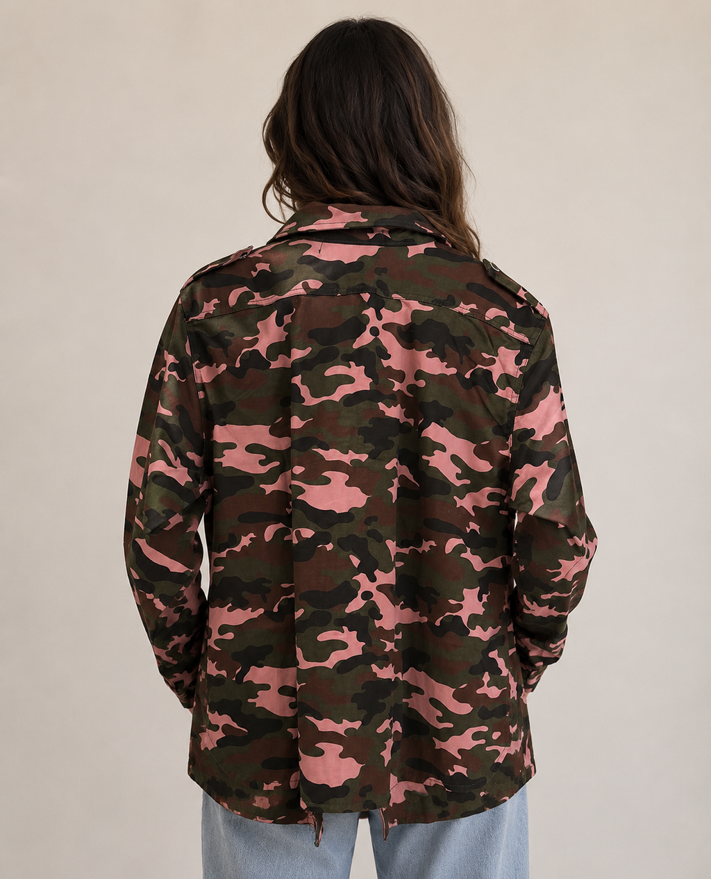 Pink Camo Utility Jacket – Oversized Military-Inspired Statement Piece